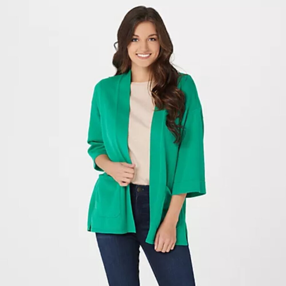 Isaac Mizrahi Open Front Cardigan Xl Jade Kimono Nwt